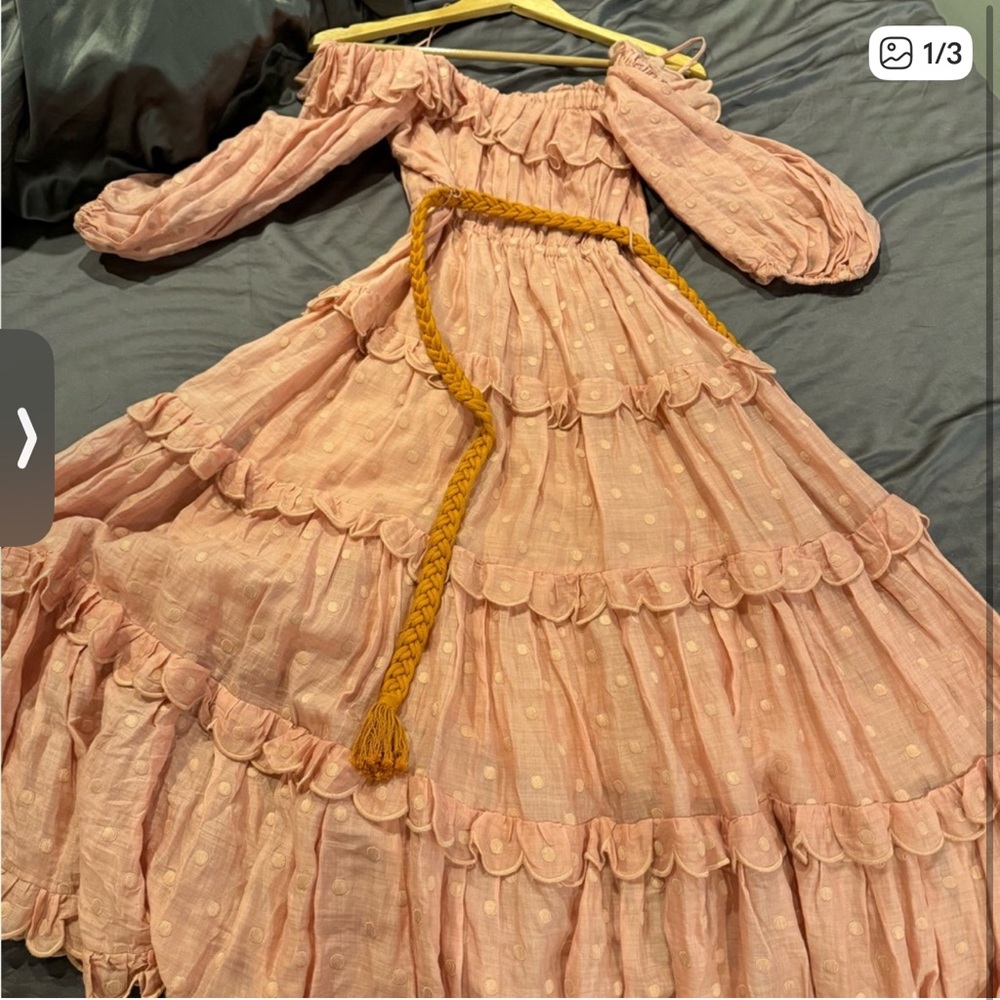 Zimmermann Blush Ruffled Dress with Braided Detail